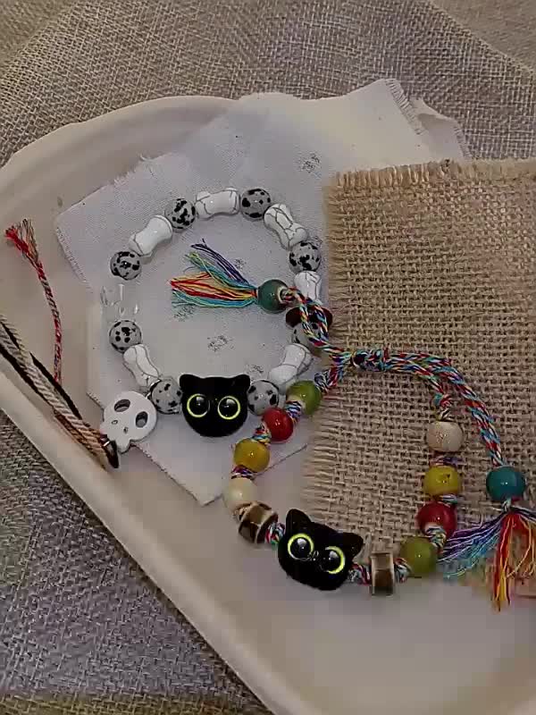 FXG Gelang Cantik Vintage Motif Kucing Black Cat Pria & Wanita GLG20