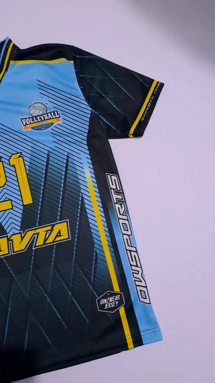 Jersey Voli fullprinting Custom nama dan sponsor bahan drifit adem uniseks Sport
