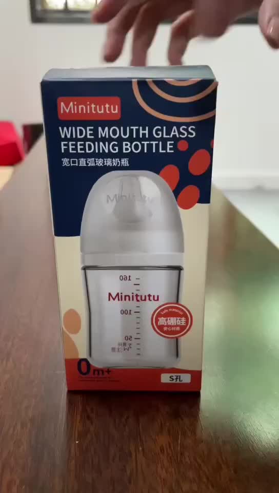 Minitutu Botol Susu Bayi Baru Lahir Bahan Kaca Cocok untuk Bayi Baru Lahir Bebas BPA Anti-Kolik Minum Bottle Tumpah