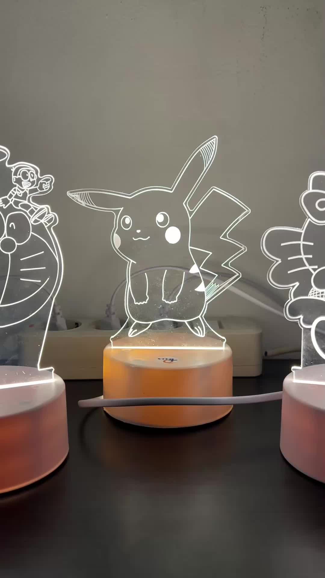 Pplus （ hangat）Lampu Akrilik 3D /Steker + sakelar / warna keren lampu kamar aesthetic / lampu malam LED / lampu tidur aesthetic / hadiah anak-anak lampu malam berubah warna / hadiah ulang tahun / hadiah pernikahan/promo elektronik termurah Putih