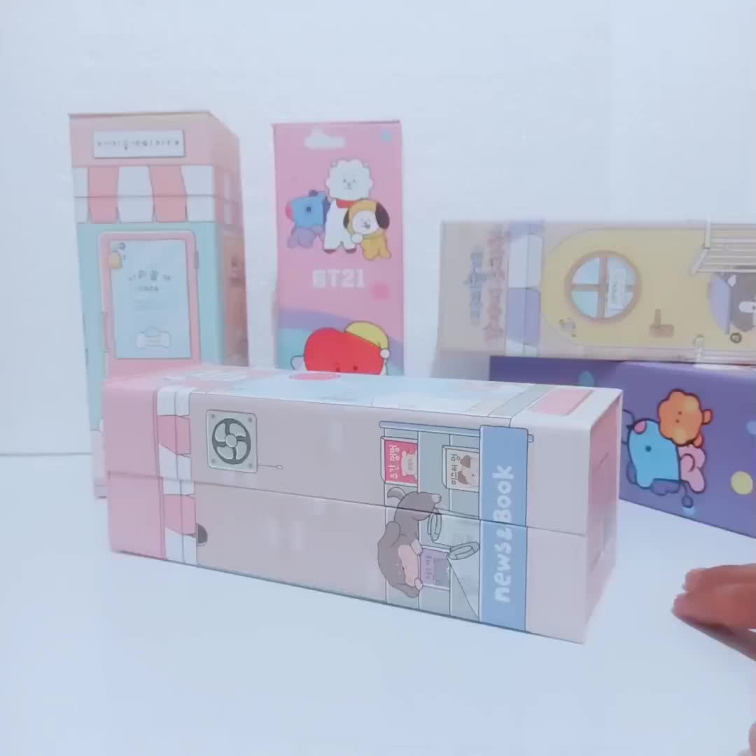 BOS Kotak Pensil Karton Rak Berdiri Tingkat/Pencil Case/Pencil Box Stationery/Kotak Pensil Canggih/Kotak Pensil Aesthetic