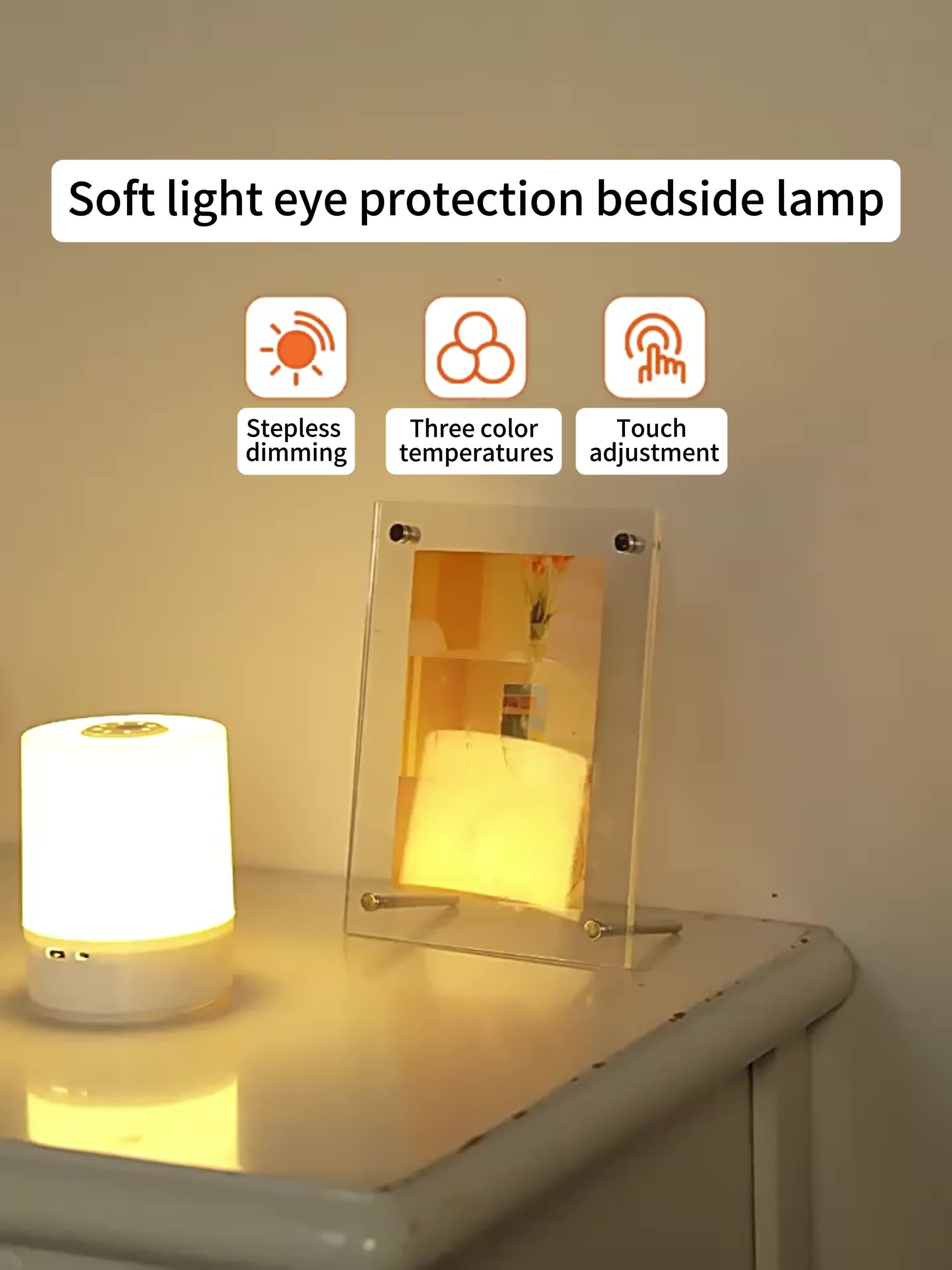 CANMEIJIA Lampu Night Multi-Warna Lampu RGB Tidur Peredupan Dapat Diredupkan Malam lamp Bed Side Tidur Pintar Lampu Night Lamp LED Night Light Lampu Belajar Type-C Charger Baterai Kamar