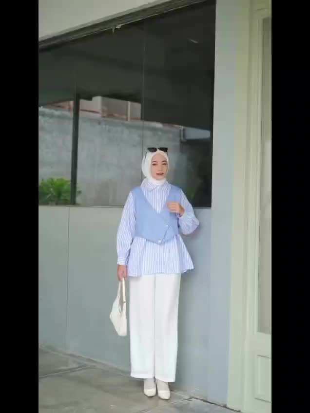 Blouse Inara Atasan Salur Rompi Wanita Kekinian Katun MIx Shakila Busui Frendly Baju Kancing Casual