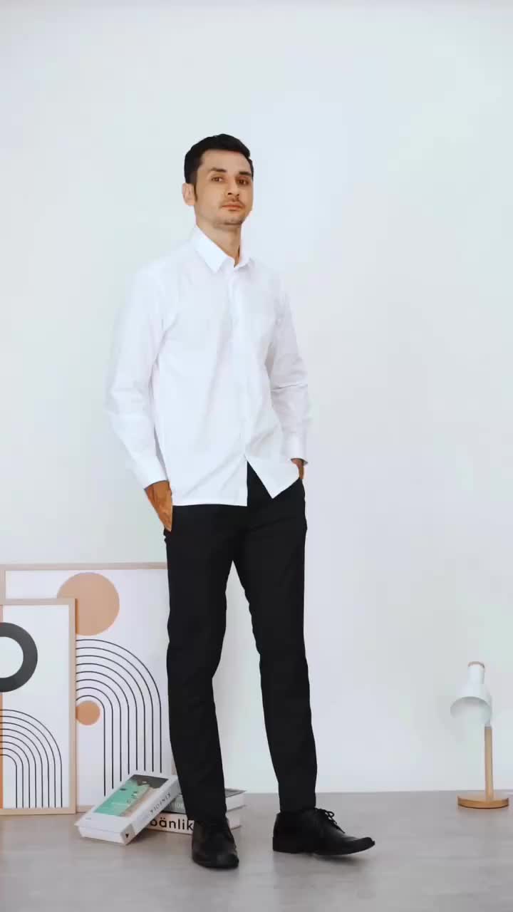 BOSS Kemeja Polos Pria Lengan Panjang Regular Fit Putih