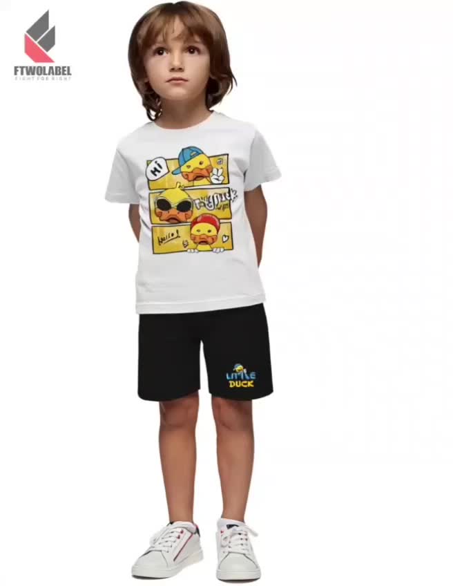 Kaos Setelan Fashion Anak Paket 4pcs Motif Marvel Spiderman Born to Be wild Little Duck Cat Club Celana