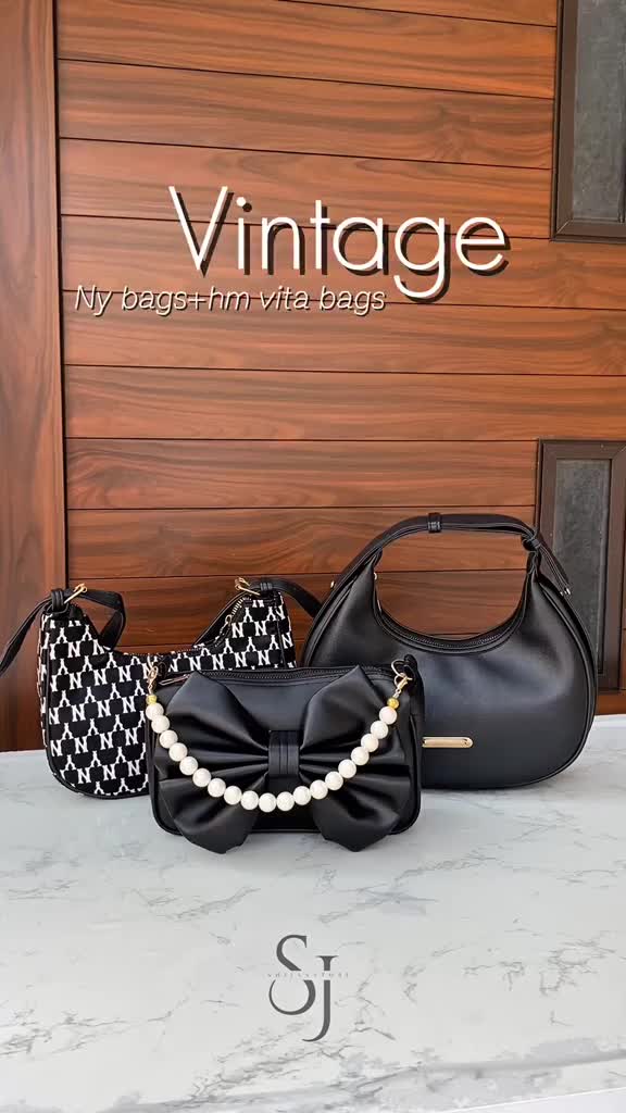 PAKET BUNDLING 3 PCS TAS SELEMPANG WANITA NY VITA VINTAGE Warna Hitam Cewek dapat 3 pcs