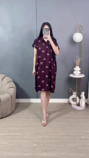 Dress Daster Motif Terbaru - Daster kekinian matt Rayon viscose model kerah resleting depan Nyaman Wanita