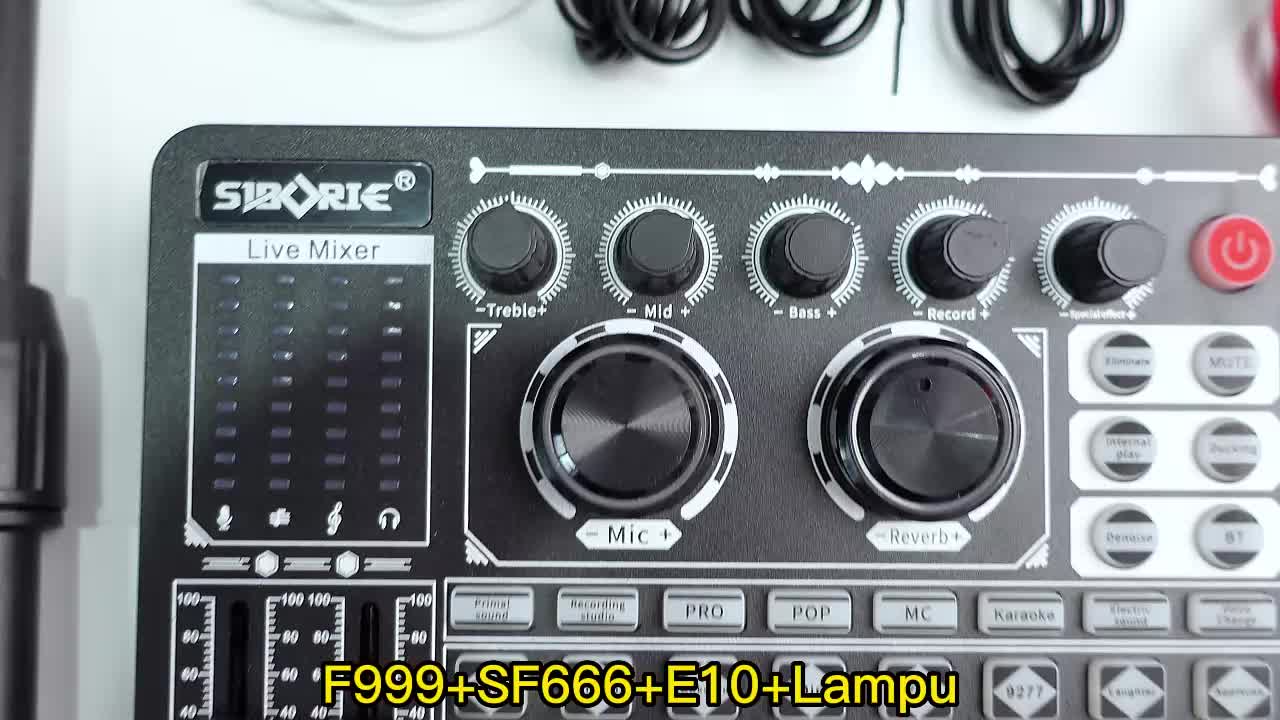 Siborie【Free headphone】F999+SF666+E10+Lampu Paket lengkap Soundcard Microphone Headphone lampu SET Satu set dudukan lengkap gratis Siap COD