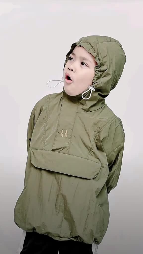 Jaket casual  Parasut Anak vintage Crinkle Cagoule Jaket Anak Laki Laki Perempuan Usia 3-12 Tahun Bahan Nyaman Dengan Jala Zipper Nylon Motif Bordir Fashionable - Hoodie