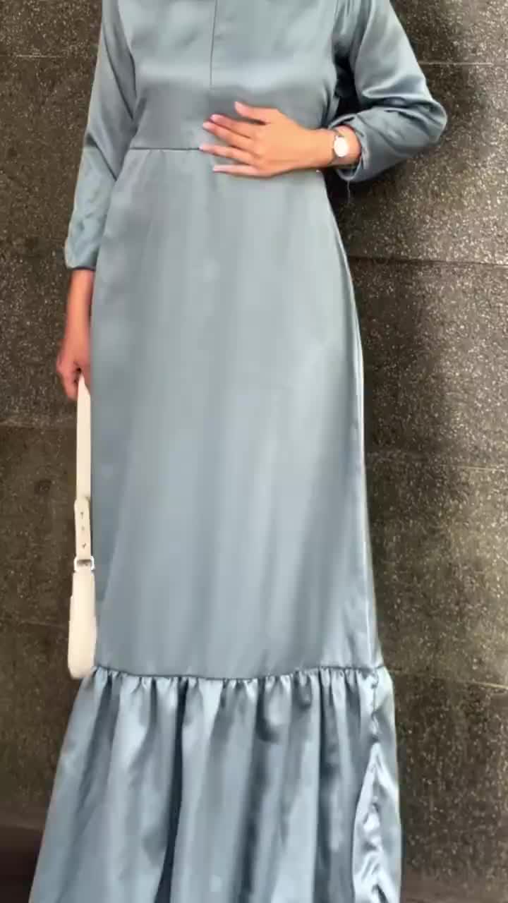 HANA DRESS SET OUTER BRUKAT BAJU KONDANGAN BUSUI FRIENDLY GAMIS REMAJA SIMPEL GAUN PESTA LAMARAN SIZE M, L, XL, XXL LD 100 - 120 DRESS TULLE GARDEN BAJU MUSLIM SERAGAM BRIDESMAID MAXI DRESS WARNA MAROON, DENIM, ROSEGOLD, BLACK,DRESS GRADUATION Karet Motif
