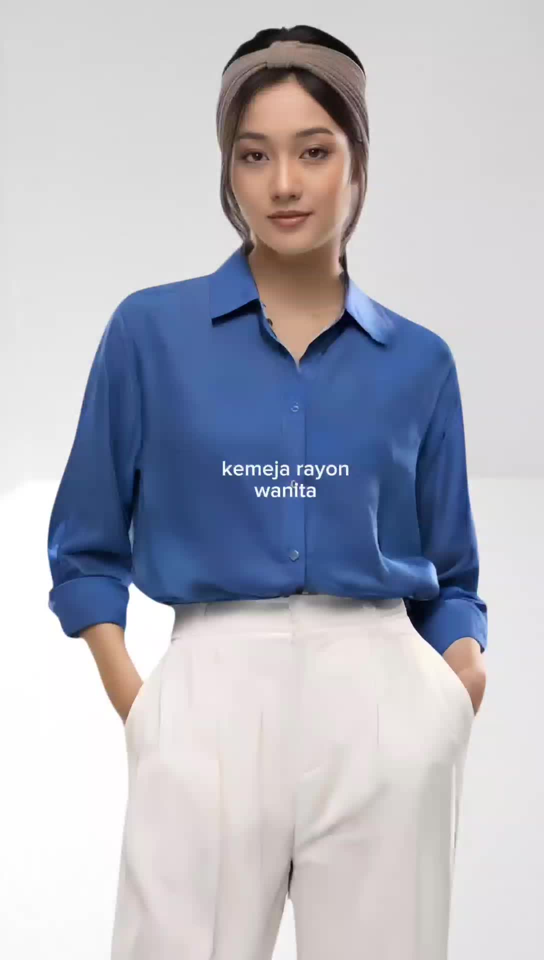 KEMEJA WANITA POLOS CASUAL RAYON LENGAN PANJANG