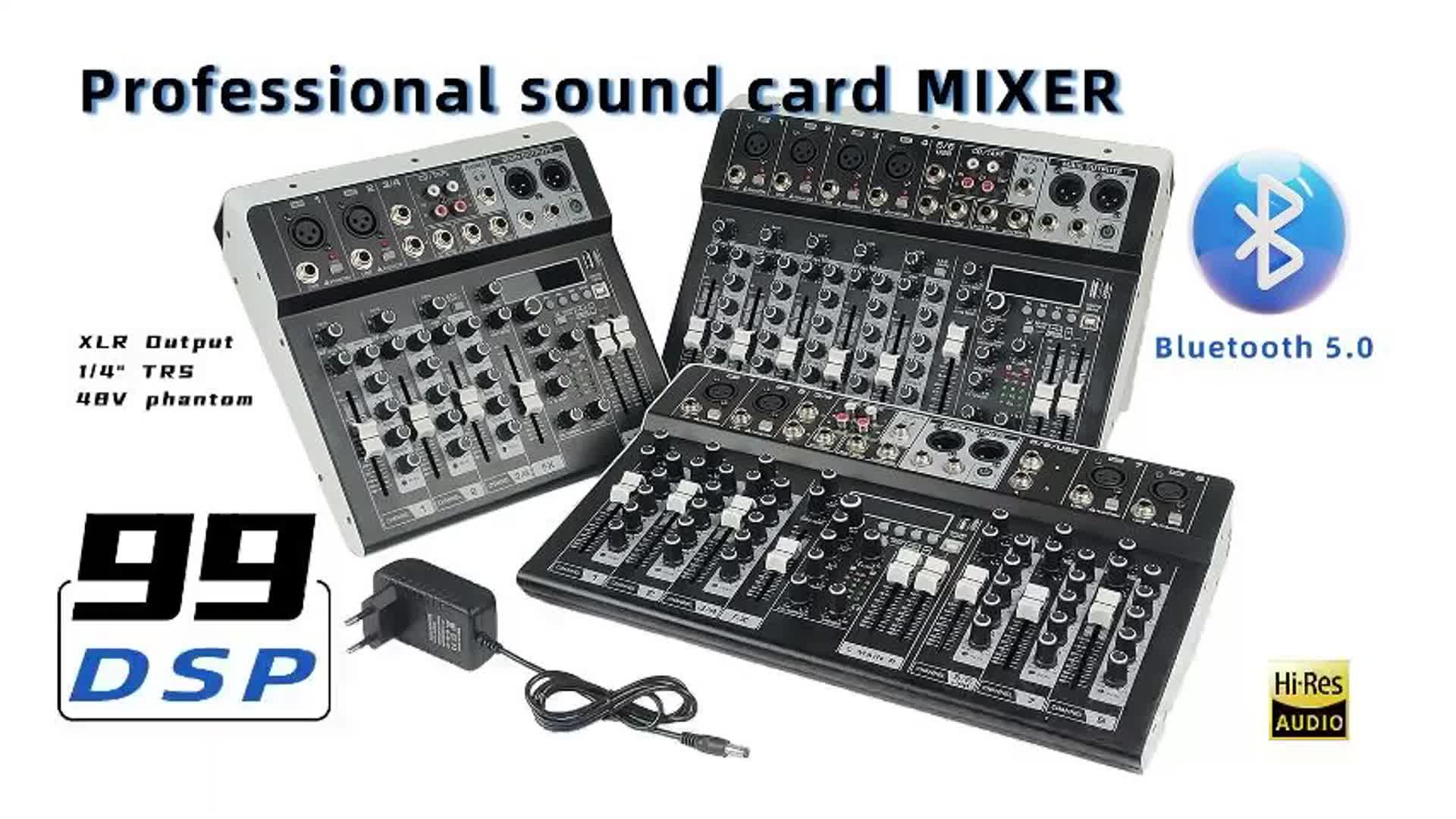 MOREFAND CS 4/6/8 channel Mixer Logam, 99 DSP, 3-Band Equalizer, Antarmuka Kartu Suara, Bluetooth/USB/PC/Perekaman/MP3/MIC/XLR/Keluaran Stereo, Mixer Audio Karaoke Amplifier, Pengiriman 24 Jam