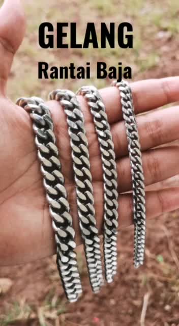 Gelang Titanium Pria Rantai Baja Putih Garansi Anti Karat