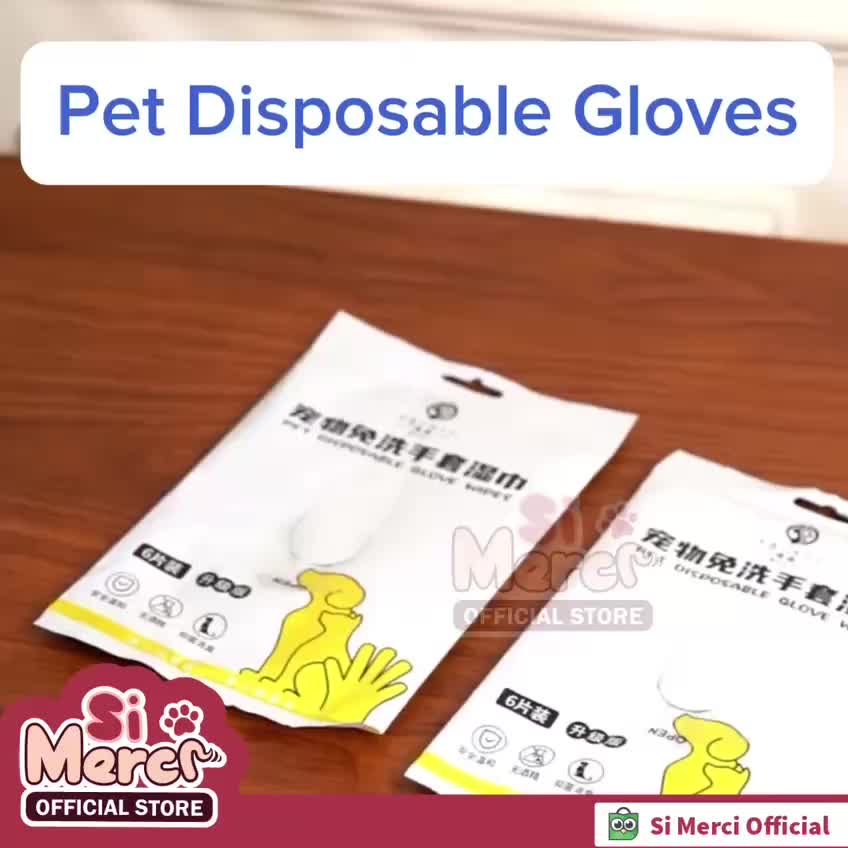 SI MERCI Sarung Tangan Tissue Basah Pembersih Hewan Anabul Tisu Anjing Kucing Disposable