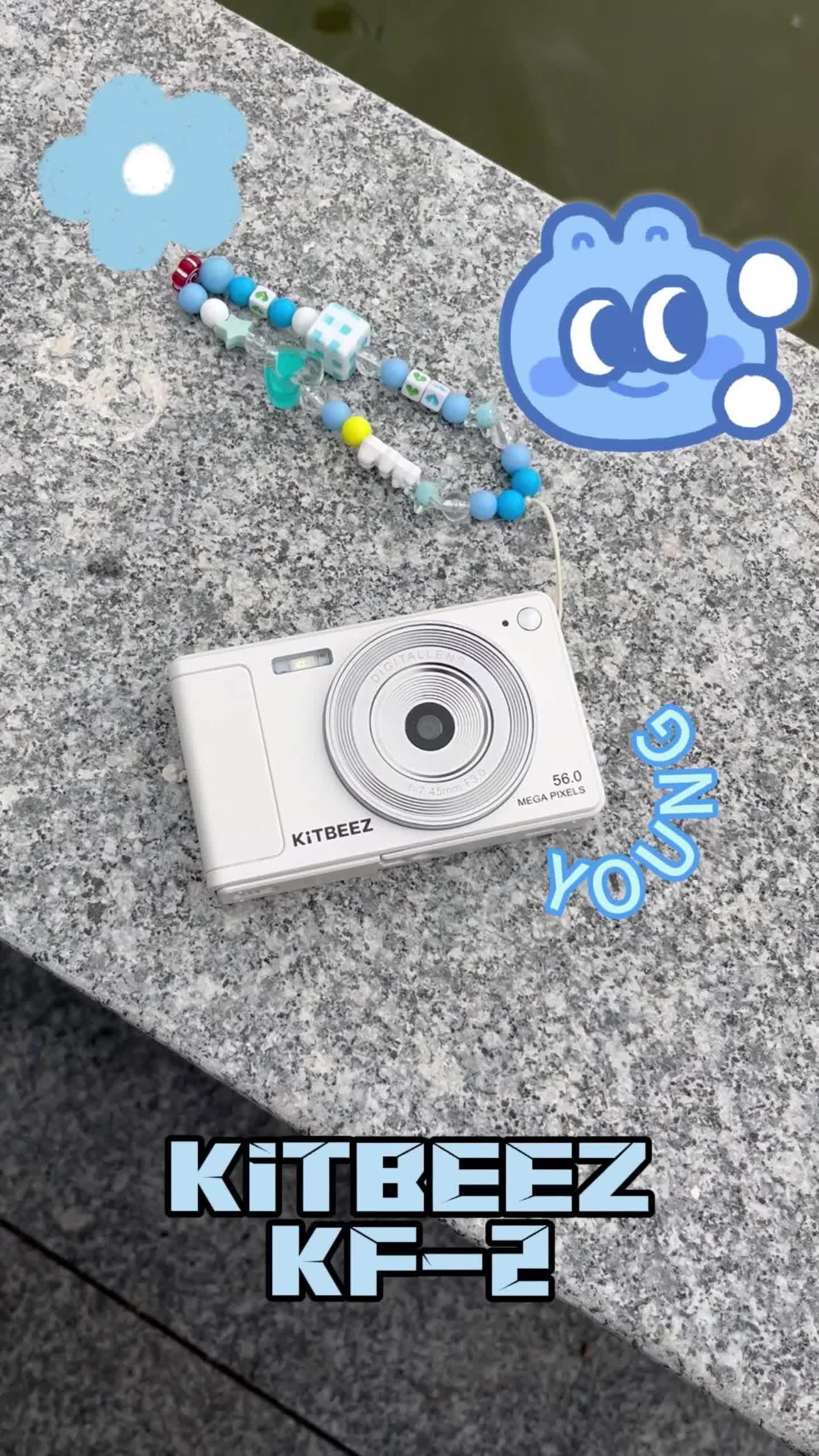 【KiTBEEZ KF-2】 Kamera CCD 56MP untuk Pelajar, Kamera Digital dengan Kartu CCD, AF (Autofokus), Layar Ultra HD 2.8 Inci, 56 Mega Piksel