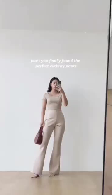 Flare Pants Highwaist Cutbray - Celana Panjang Wanita Kekinian Nyaman Cantik