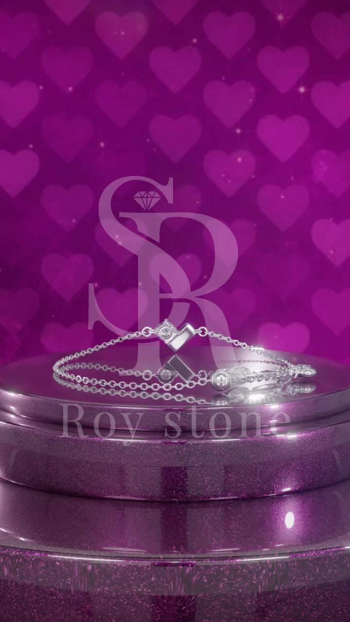 RoyStone - Gelang Lovita Bracelet Wanita Perhiasan Moissanite Sertifikat GRA Original Lapis Emas 18K
