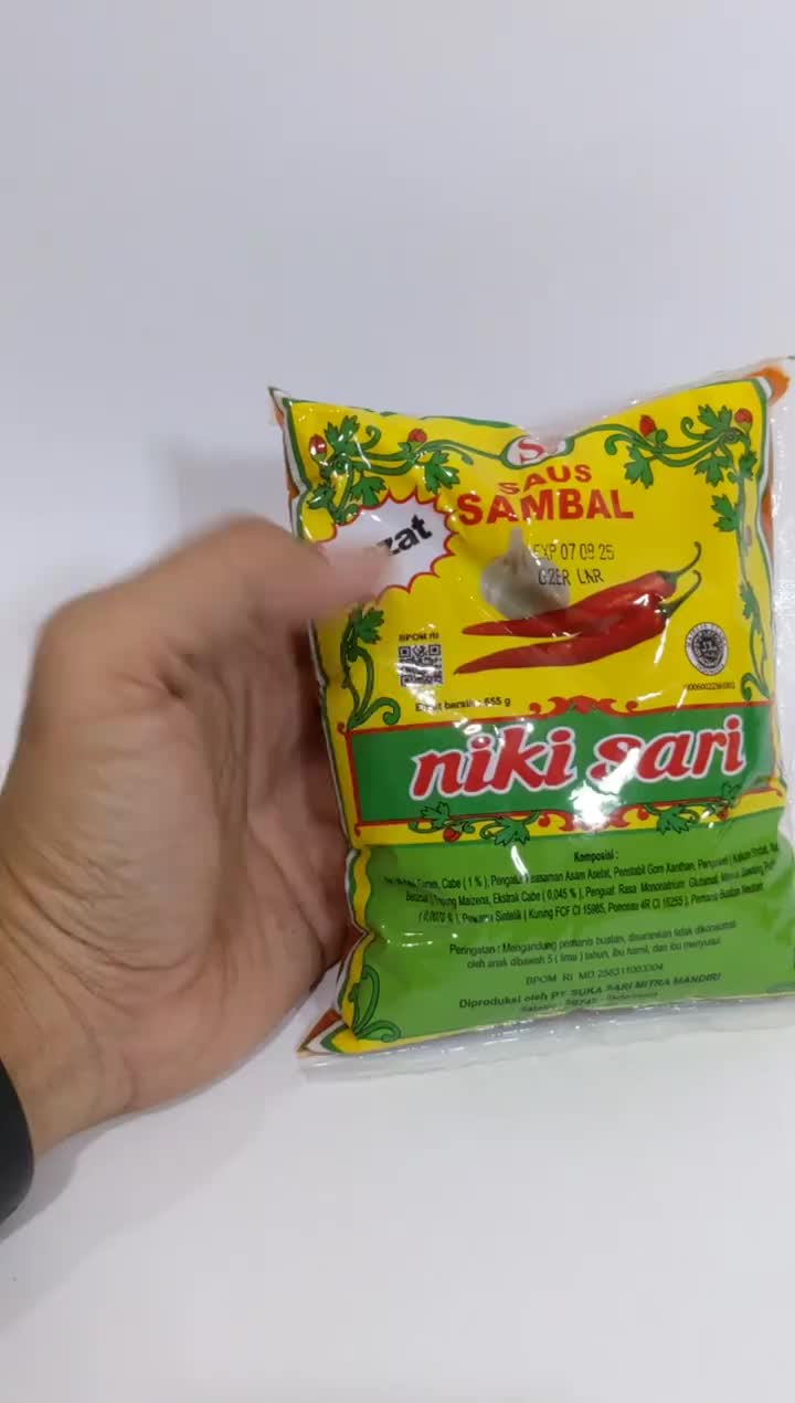 Nikisari Saus Sambal Plastik 655 gram, Saus Pedas NSSE Makanan Bahan