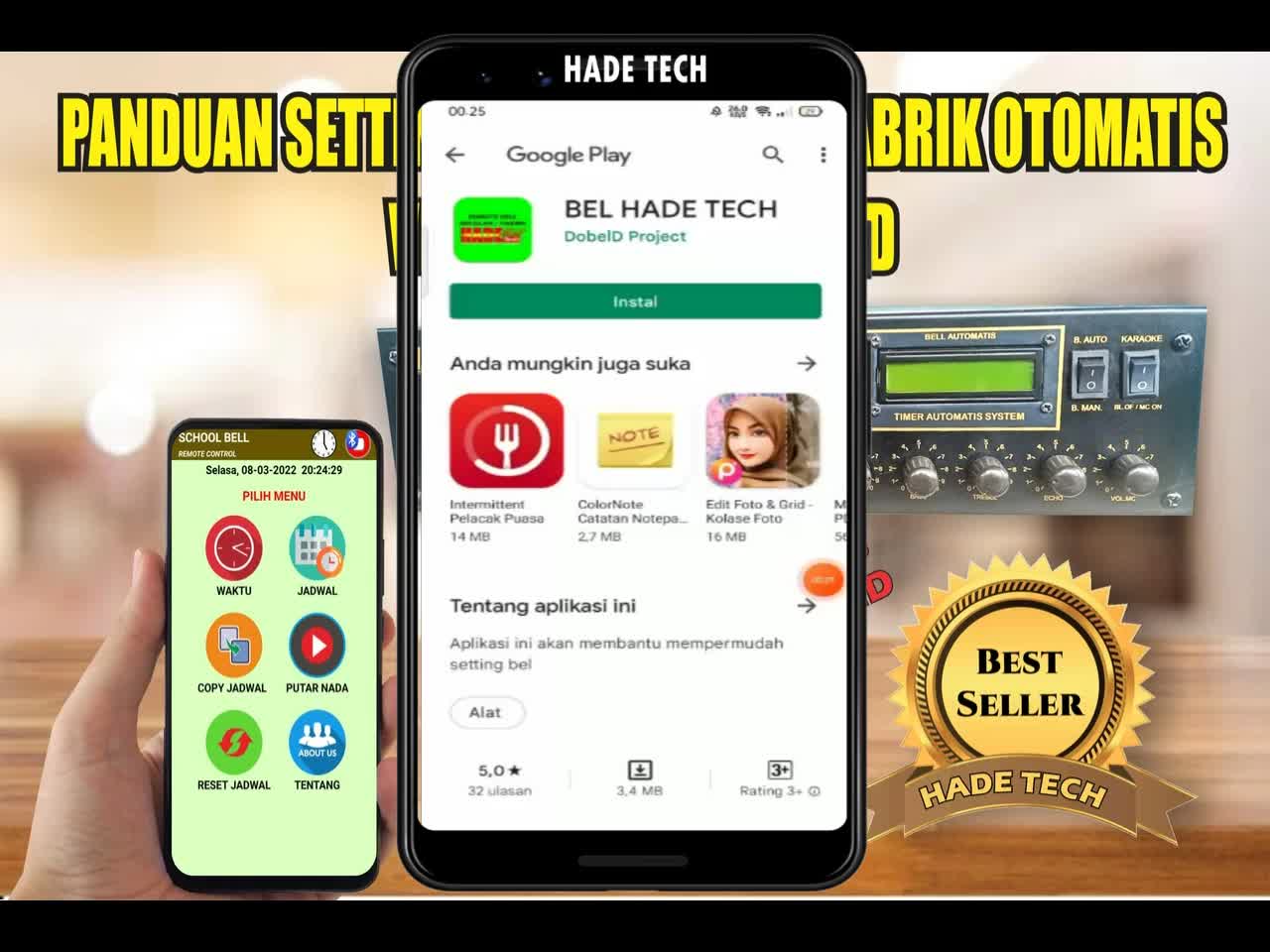BEL Sekolah otomatis Versi Android Bluetooth SETING VIA ANDROID 150W 260 Nada Lengkap