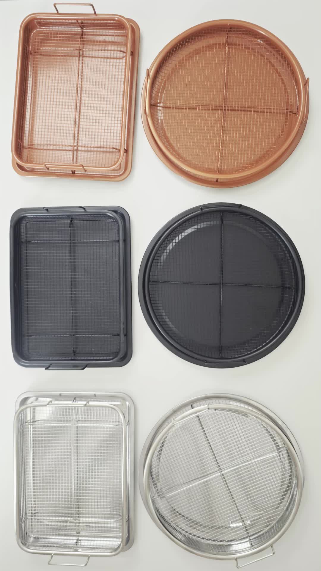 [TIDAK GRATIS CAPITAN] Black Saringan Minyak set + wadah tempat / wadah tempat + Peniris Minyak set / Cooper Crisper Tray Fika / Oven Tray / Peniris Minyak / Cooling Rack / Baking Tray / nampan pemanggang oven