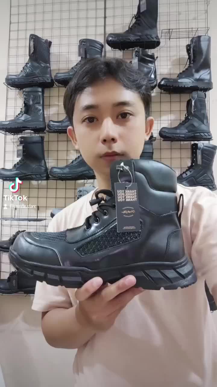 SEPATU PDH BLACK'RUN 6 inch TNI POLRI SECURITY LANTAS JARING TAWON KULIT SAPI VMESTE boots karet Shoes sepaturub track ujung besi antimikroba pdl