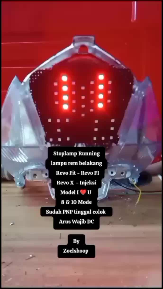 Stoplamp Running lampu rem berkedip untuk Revo Fi,Revo fit,Revo x, injeksi model I Iove U 8 & 10 mode otomatis arus lampu wajib DC Motor