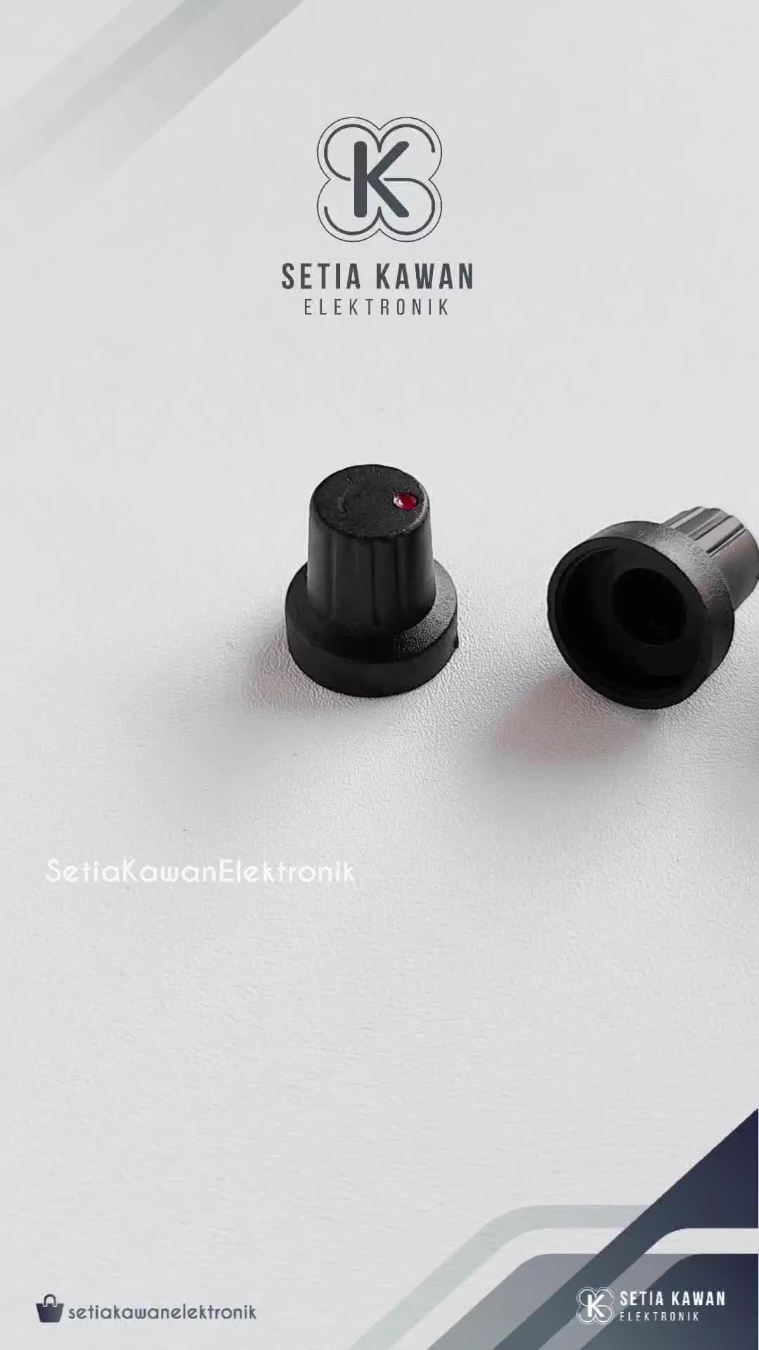 Knop Potensio Kerucut 15,5 mm Plastik Hitam Titik Merah / Kenop Putar Volume Potentio Ampli / Knob Rotary Amplifier Model Topi Bintik Merah