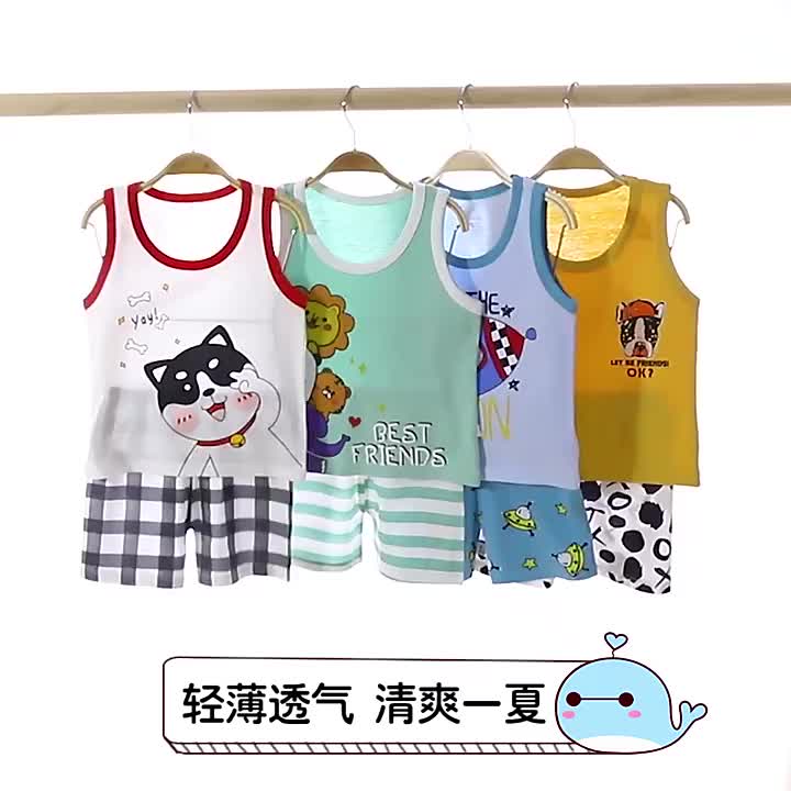 Baju setelan anak laki laki atasan singlet lengan buntung import katun