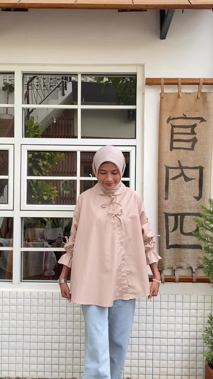 Alesha Blouse - Blouse Oversized - Blouse Katun Wanita - Atasan Pita Depan - Atasan Oversize Wanita - Blouse Pita - Kemeja Pita