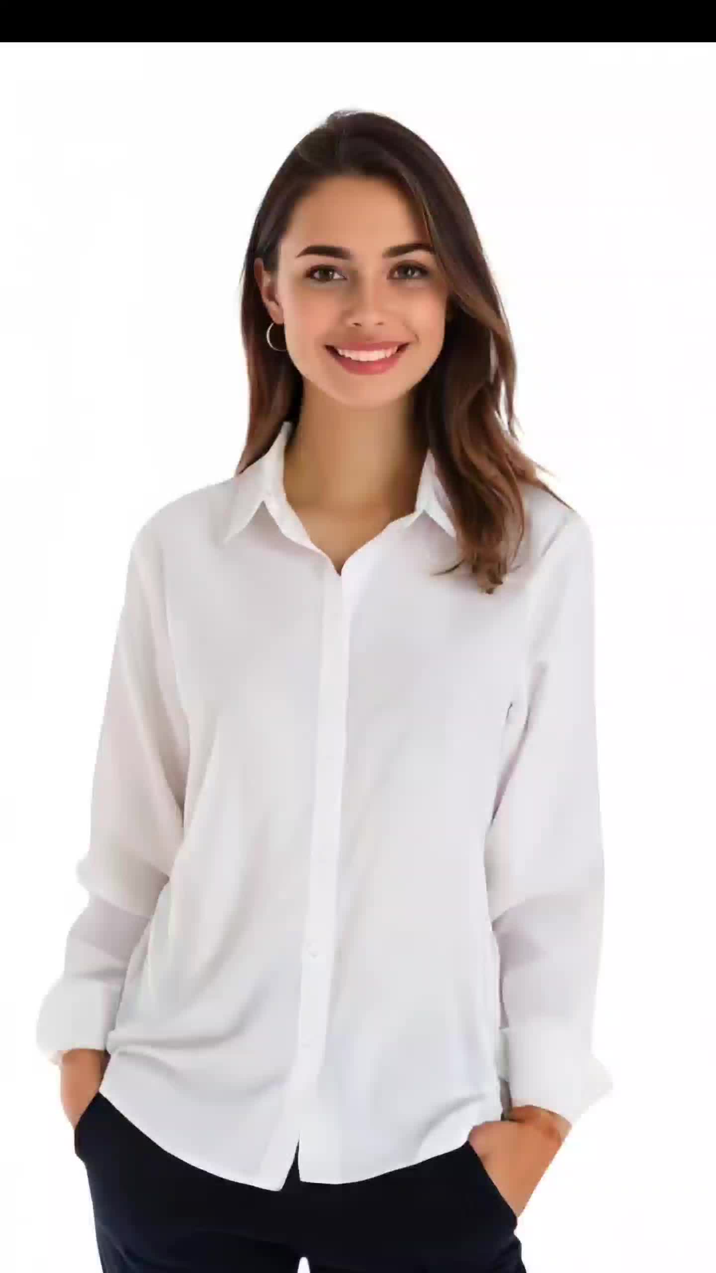 KEMEJA WANITA PUTIH POLOS CASUAL LENGAN PANJANG RAYON Baju Atasan Oversize