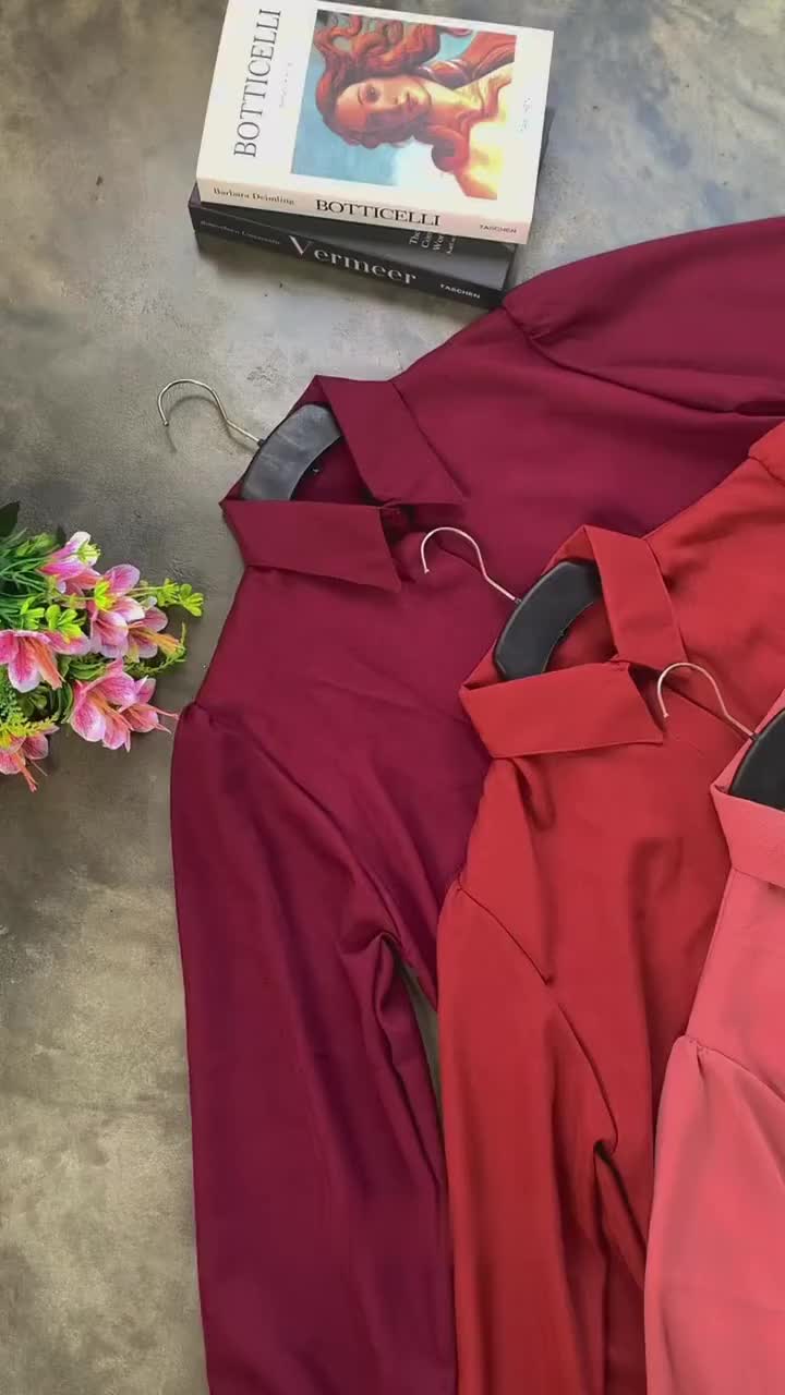 KINKA Blouse Shakila Twill Baju Atasan Kemeja Basic Wanita Muslimah Polos Lengan Panjang Kekinian outfit  blouse