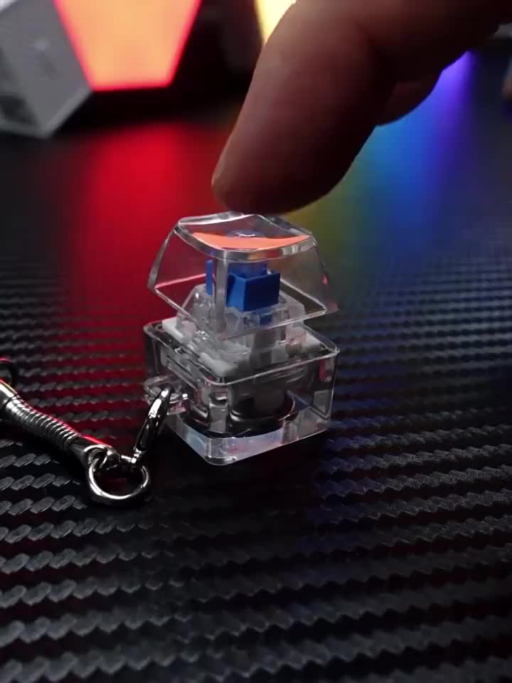 Led gantungan kunci/ mini digital mechanical / Keychain keyboard RGB switch/ Fidget cube toy tombol buka zip/Mini digital mechanical keychain keyboard RGB switch/Gantungan kunci kreatif dengan fungsi relaksasi dan lampu RGB-Alat relaksasi yang efektif