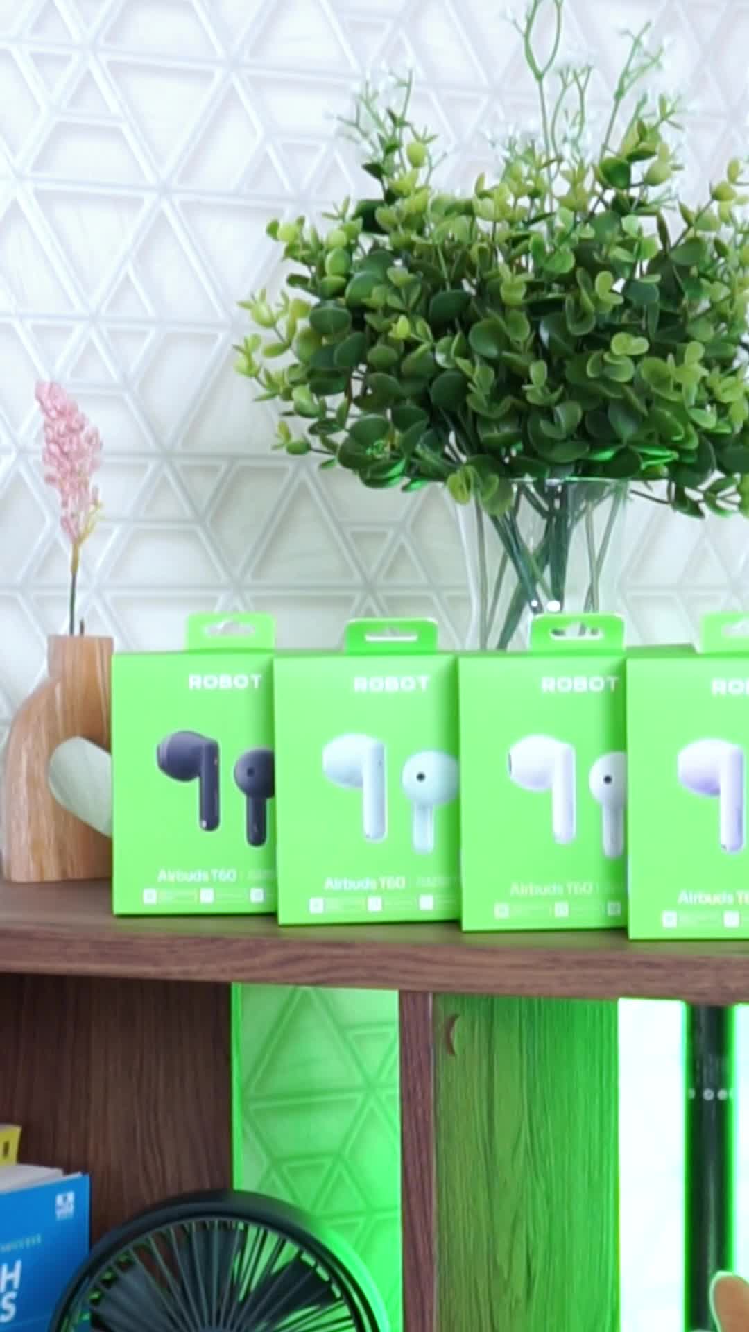 ROBOT Wireless Earphone T60 Airbuds Bass  Tws Bluetooth 5.3 Earbuds 7 Jam Play Time  Headset - Garansi 1 Tahun
