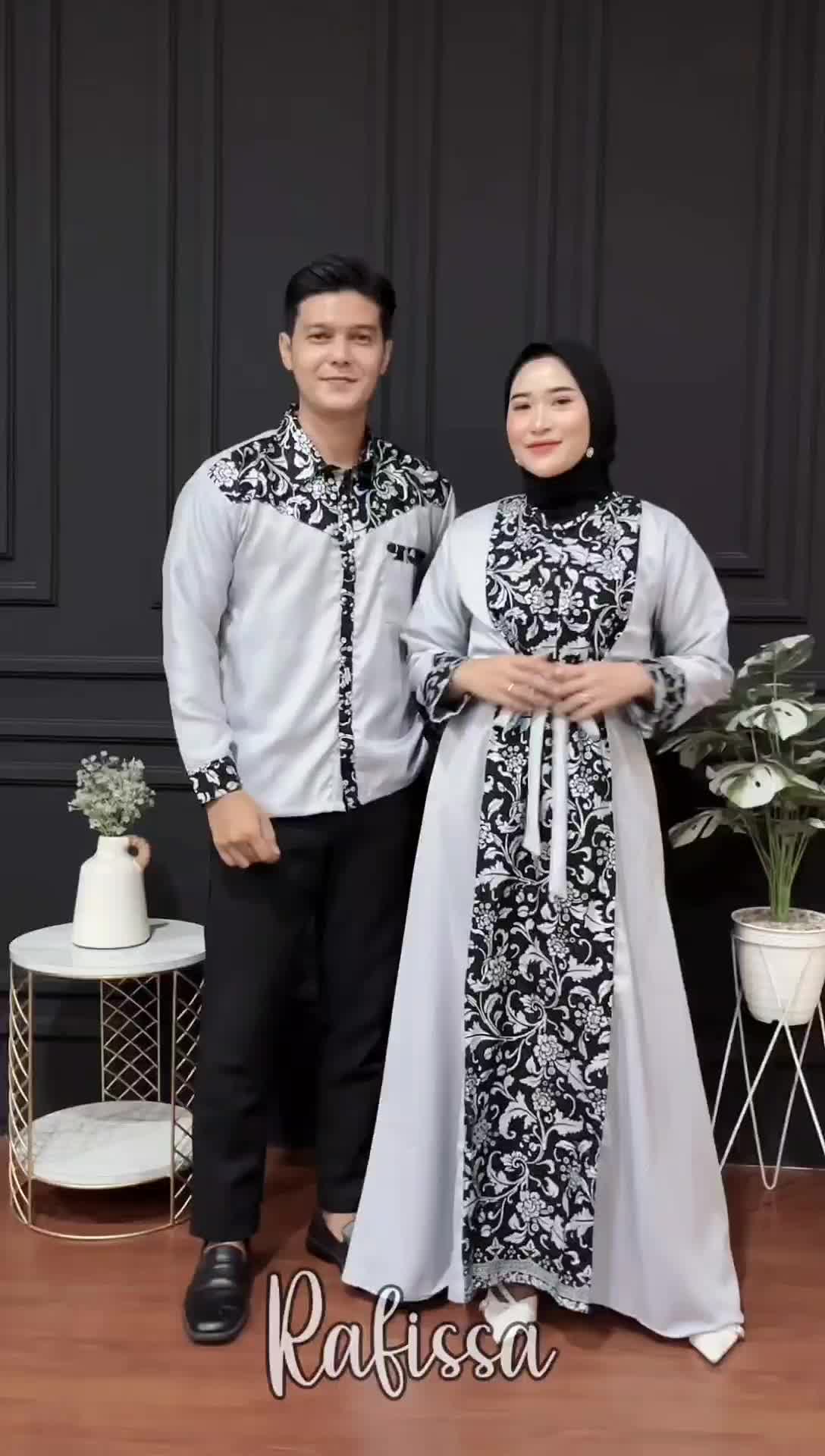couple gamis syari pasangan suami istri kombinasi batik prodo Lebaran Sarimbit size M L XL XXL dan jumbo