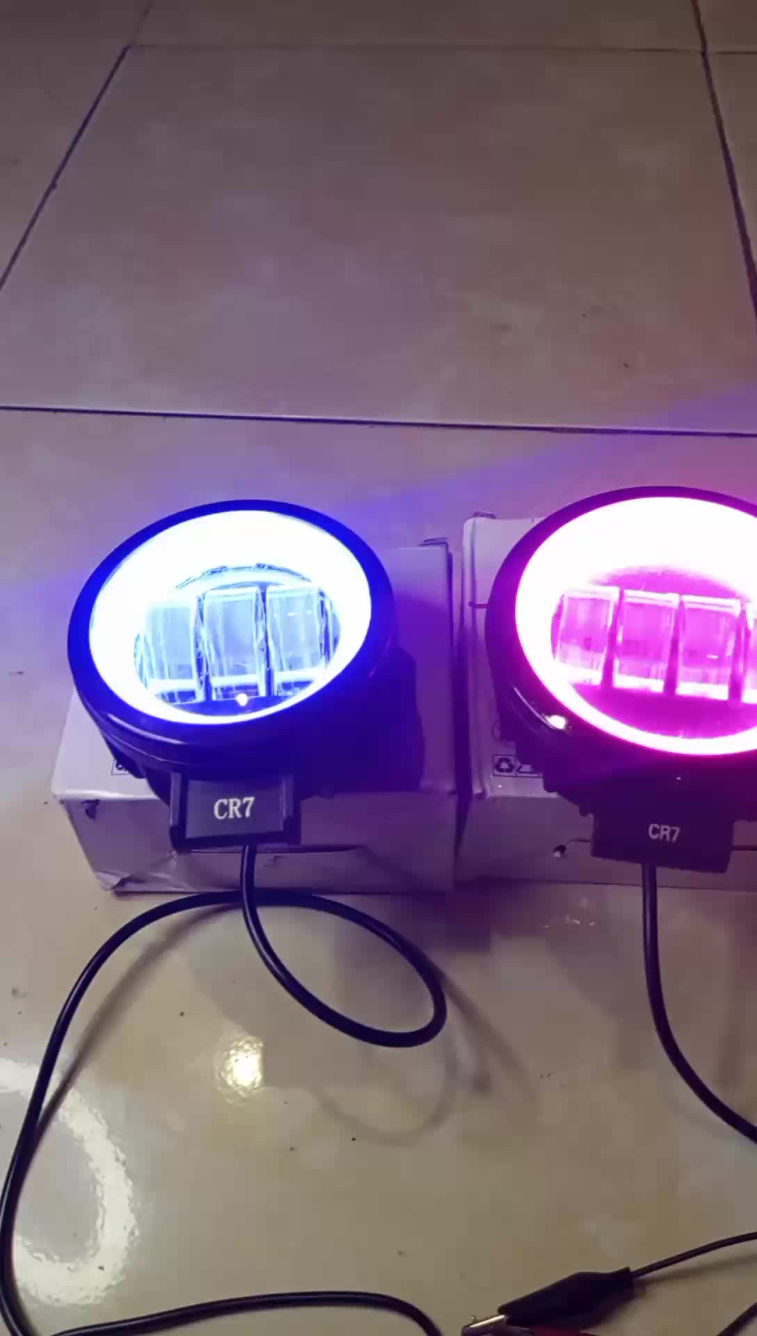 Lampu Tembak Sorot LED Daymaker 4 Mata 4 Inch Cree Ring Angel Eyes DC 12V- 24V Lampu Foglamp Mobil Car kabut Baut