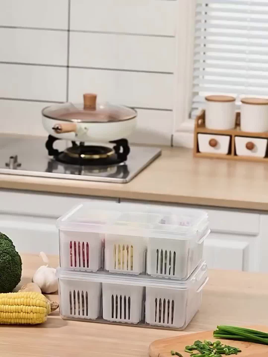Kotak Penyimpanan Bumbu Serbaguna Sekat Banyak Anti-Lembap & Anti-Bau | Untuk Kulkas & Meja Dapur | Cocok untuk Ibu Rumah Tangga & Pecinta Organisasi | Kitchen Organizer, Wadah Sayur | Toples Untuk isi Kulkas | Wadah  Serbaguna wadah  bawang  di  kulkas