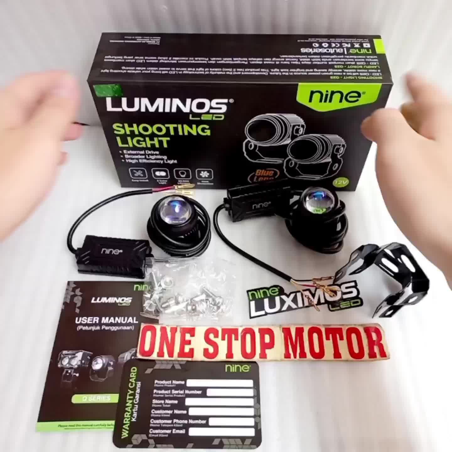 LAMPU TEMBAK LAMPU SOROT LASER NINE LUMINOS LED Q2S blue lens 32watt Original Ori Asli Luminos nine