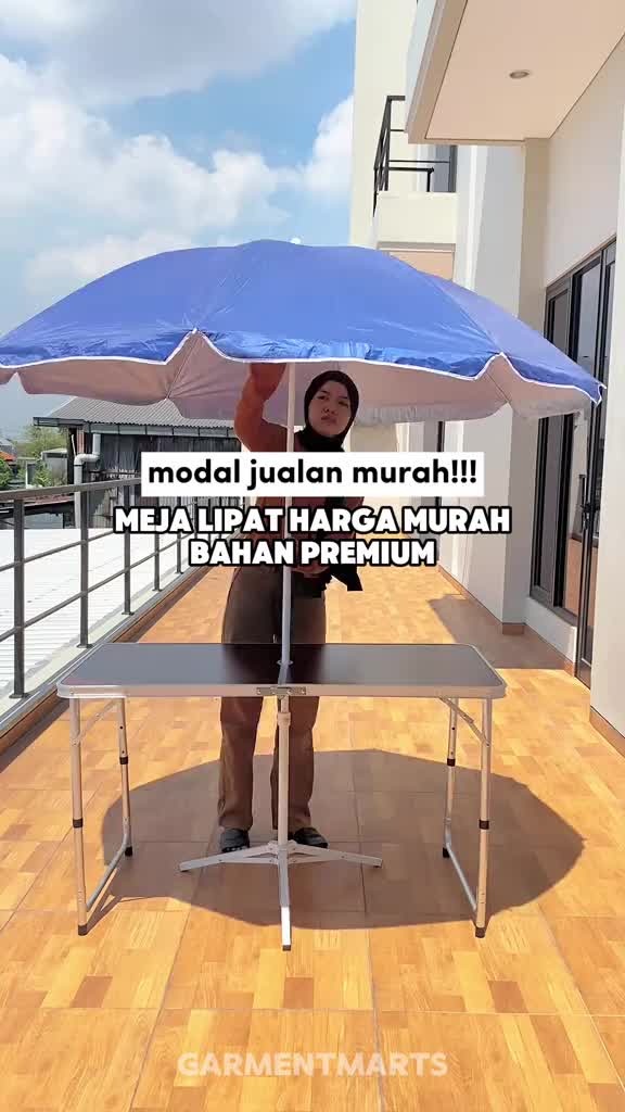 Meja Lipat Koper HPL Alumunium Meja Portable Model Kaki Bulat Dimensi 120CM x 60CM - KUKA HOME