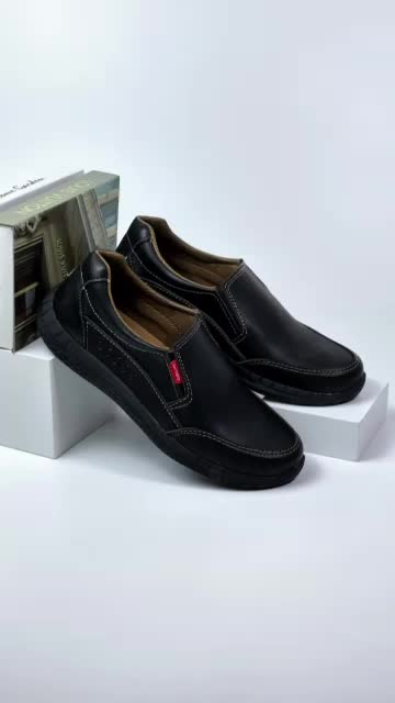 Ghaneo Sepatu Slip On Kulit Pria Kasual Kerja J10 Terbaru