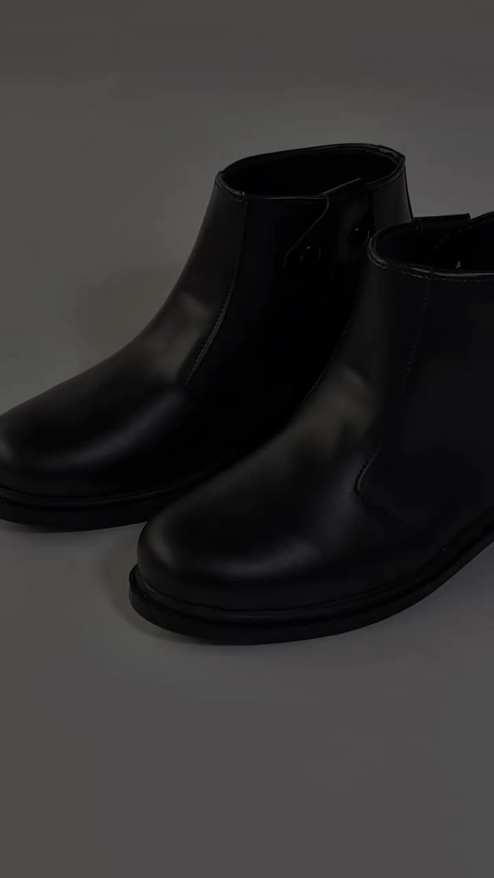 Sepatu Boots  pantofel Pria Kulit Sintetis Hitam Resleting – Formal & Casual Fashion Elegan Security Polri