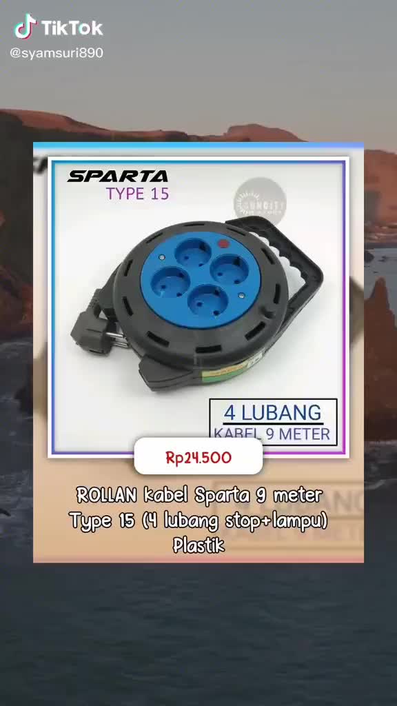 BOX Kabel ROLL COLOKAN  9m / 9 Meter Type 15 - Stop Kontak Listrik 4 Lubang SPARTA