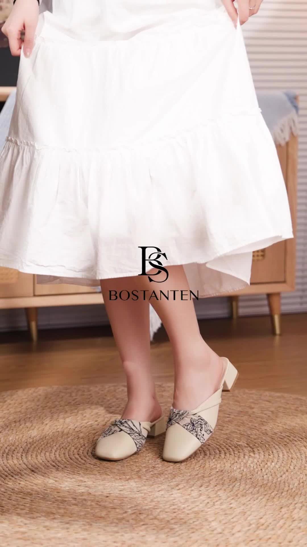 [New Arrival] Bostanten Darla Sendal Korean Style Sepatu Jalan Jalan Wanita Mary Jane Shoes Slip On Kekinian 3.5cm