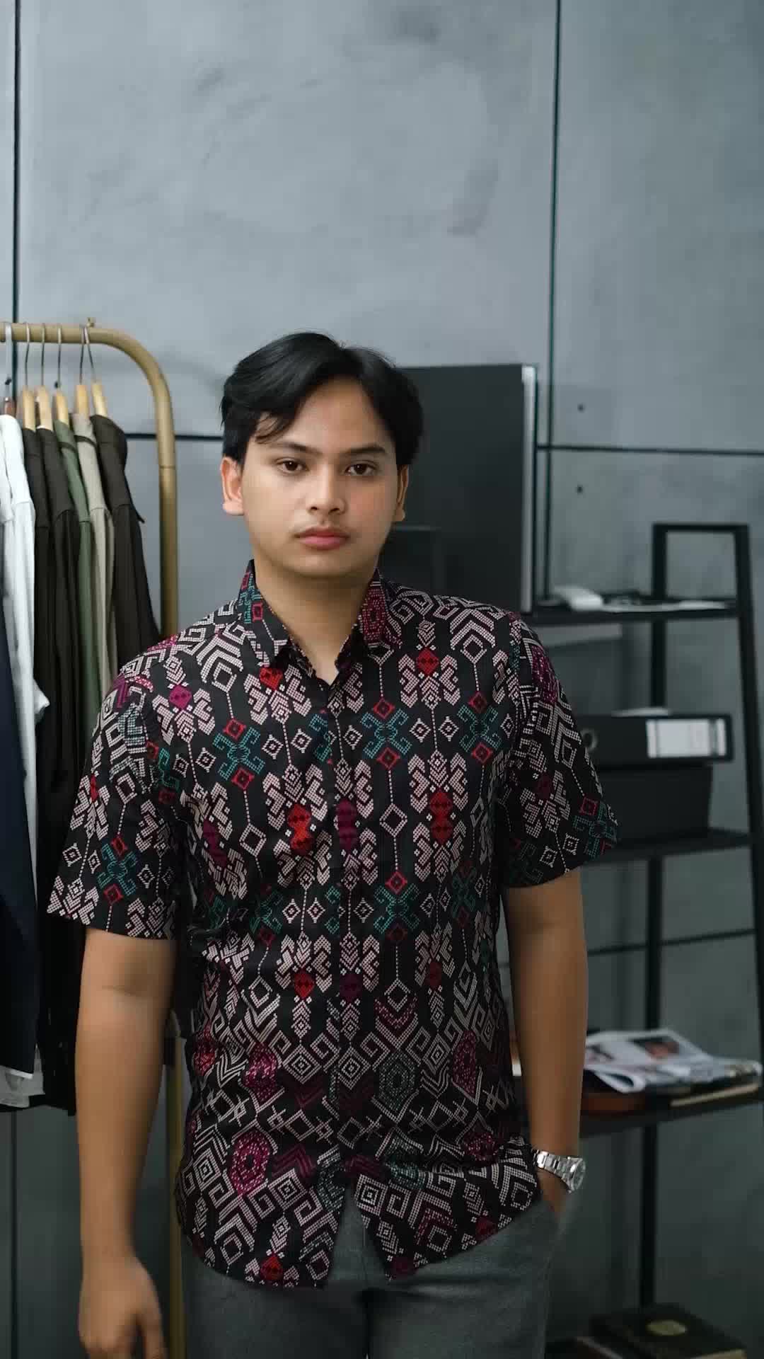 DGM Kemeja Batik Pria Lengan Pendek Batik Songket 005 A