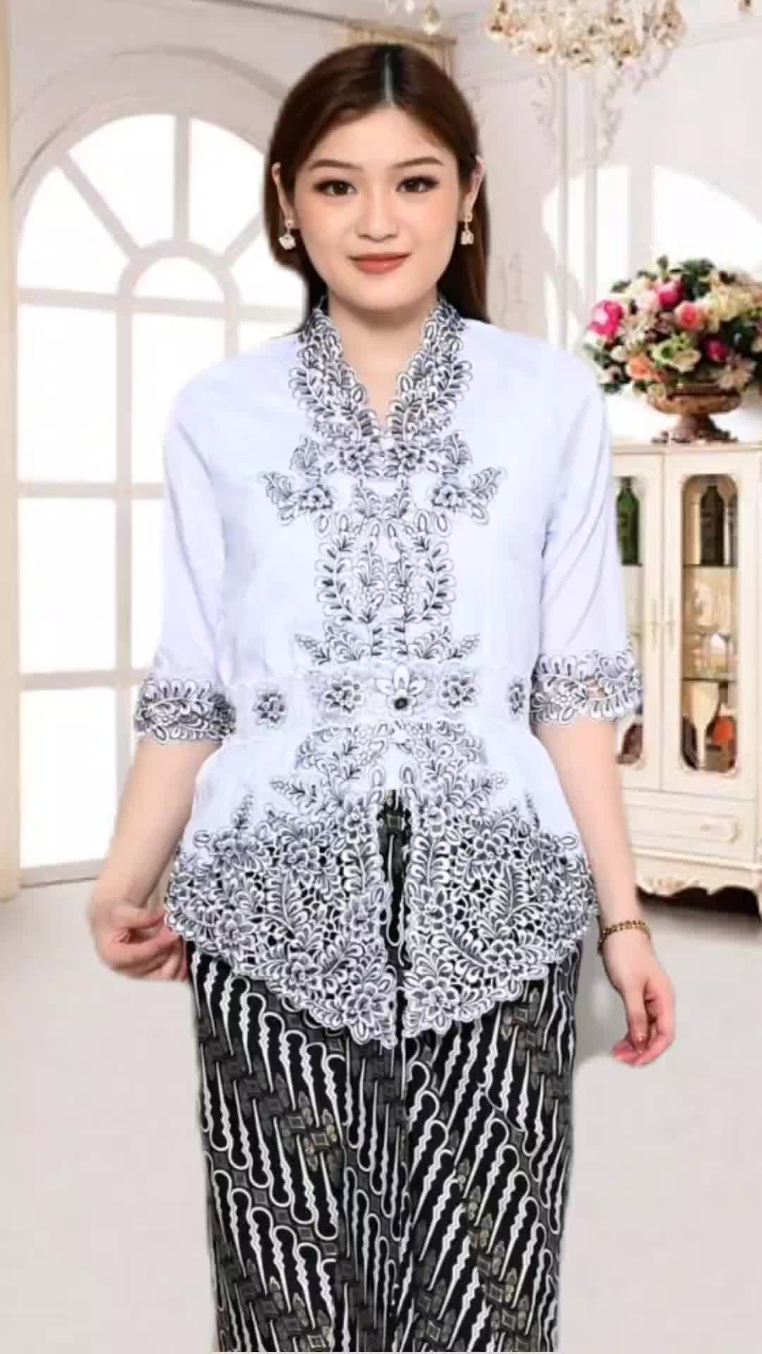 Atasan Kebaya Bordir Modern Mewah Lengan 3/4 Dan Pendek Warna Putih Cerah Gading Terbaru | Pakaian Wanita Remaja Dewasa Moderen Elegan Cantik Acara Pesta Kondangan Tunangan Lamaran Akad Nikah Wisuda Kerja Kekinian Citra
