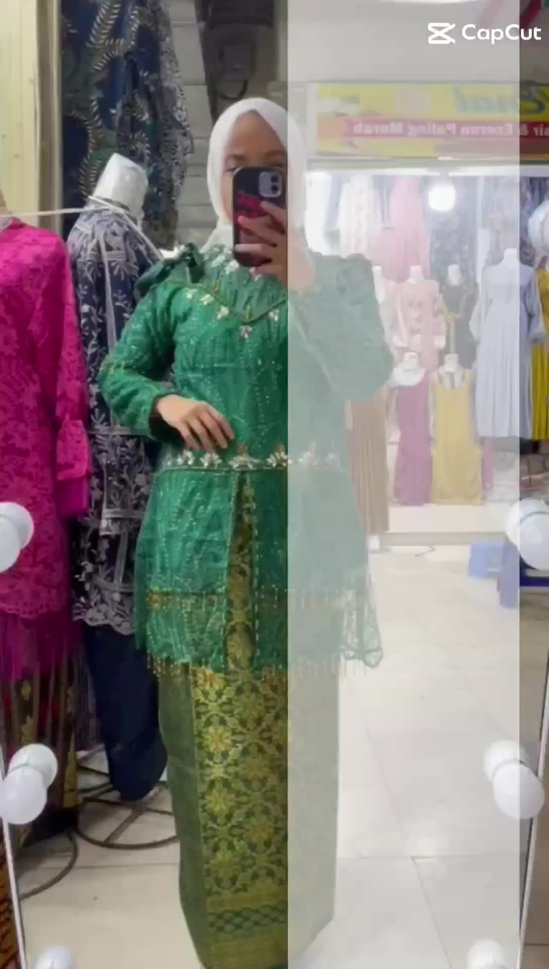 Syahrini Tunik Baju bodo modern renda payet  terbelah/baju pesta Wanita Pengantin Pesta Panjang