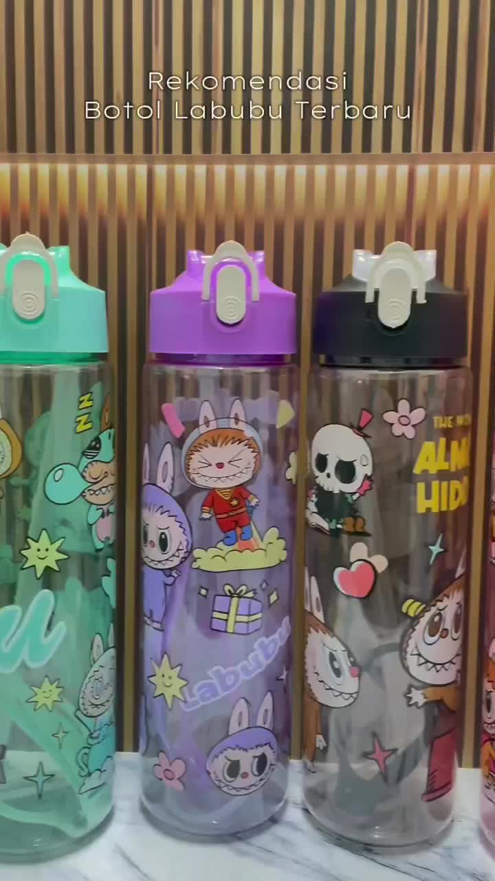 FOREVER - Botol Minum Anak Karakter LABUBU Bottles Water Kapasitas 900ml Free Tali Kitchenware 1045
