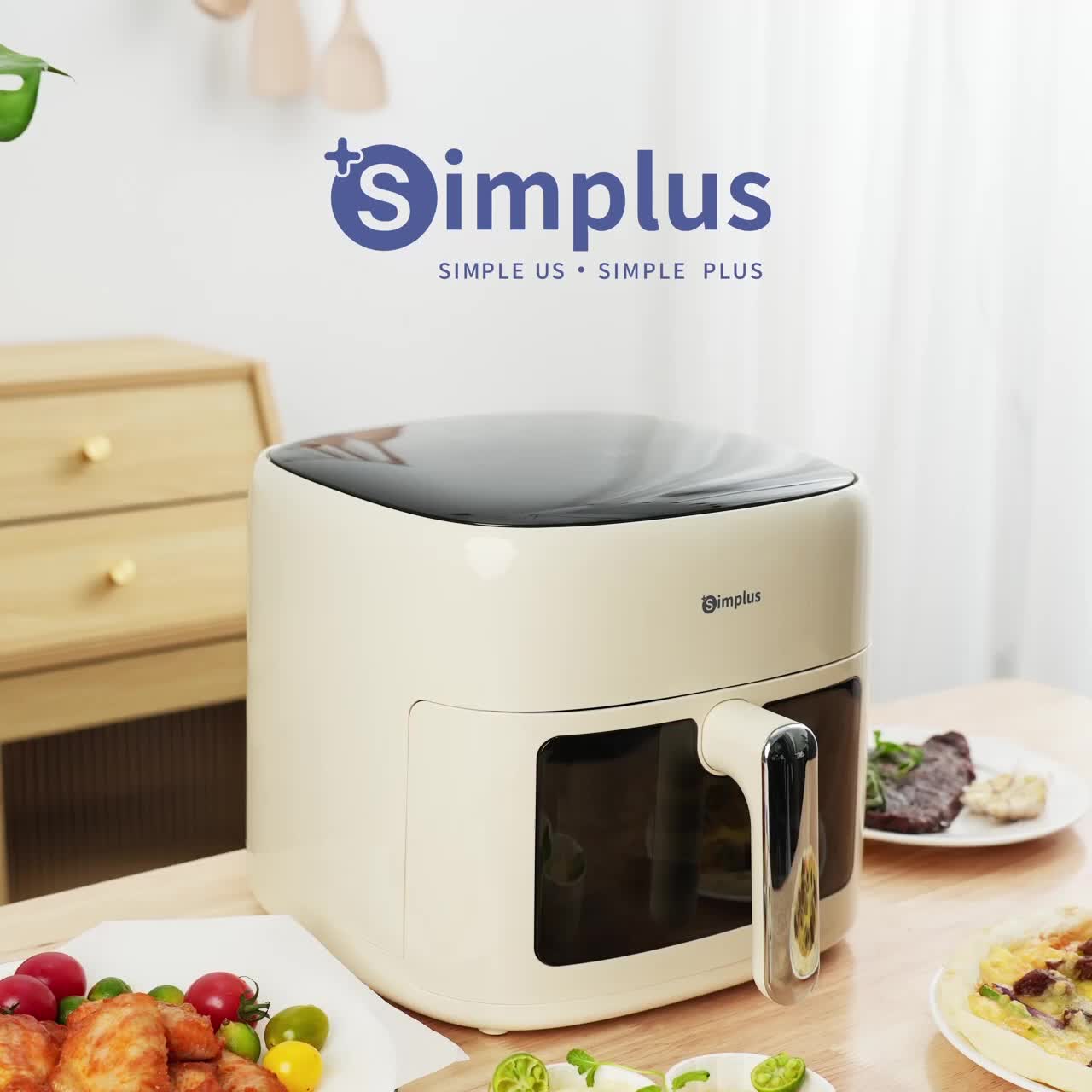 【SUPER DEALS】SIMPLUS Air Fryer Kapasitas Besar 6.5L Low Watt 800W Tampilan Kaca Transparan Layar Sentuh LCD 10 Menu Pilihan Peralatan Multifungsi Bergaransi Satu Tahun KQZG018