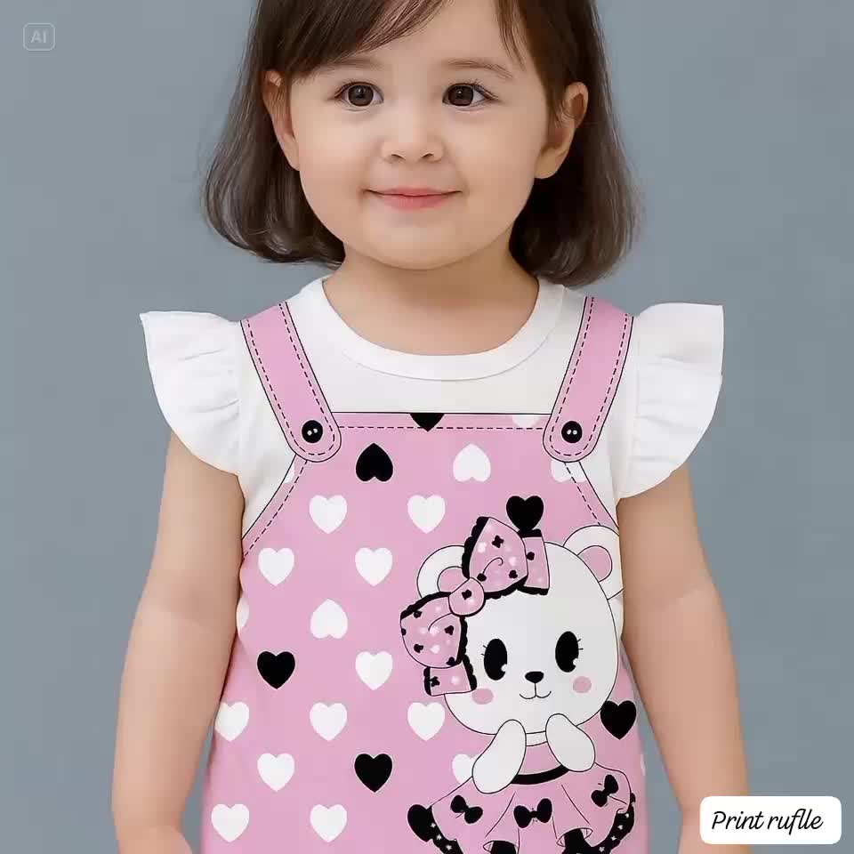 Grosir Fashion - PAKET BUNDLING HEMAT KAOS RUFFLE TEE MOTIF ANAK PEREMPUAN Baju