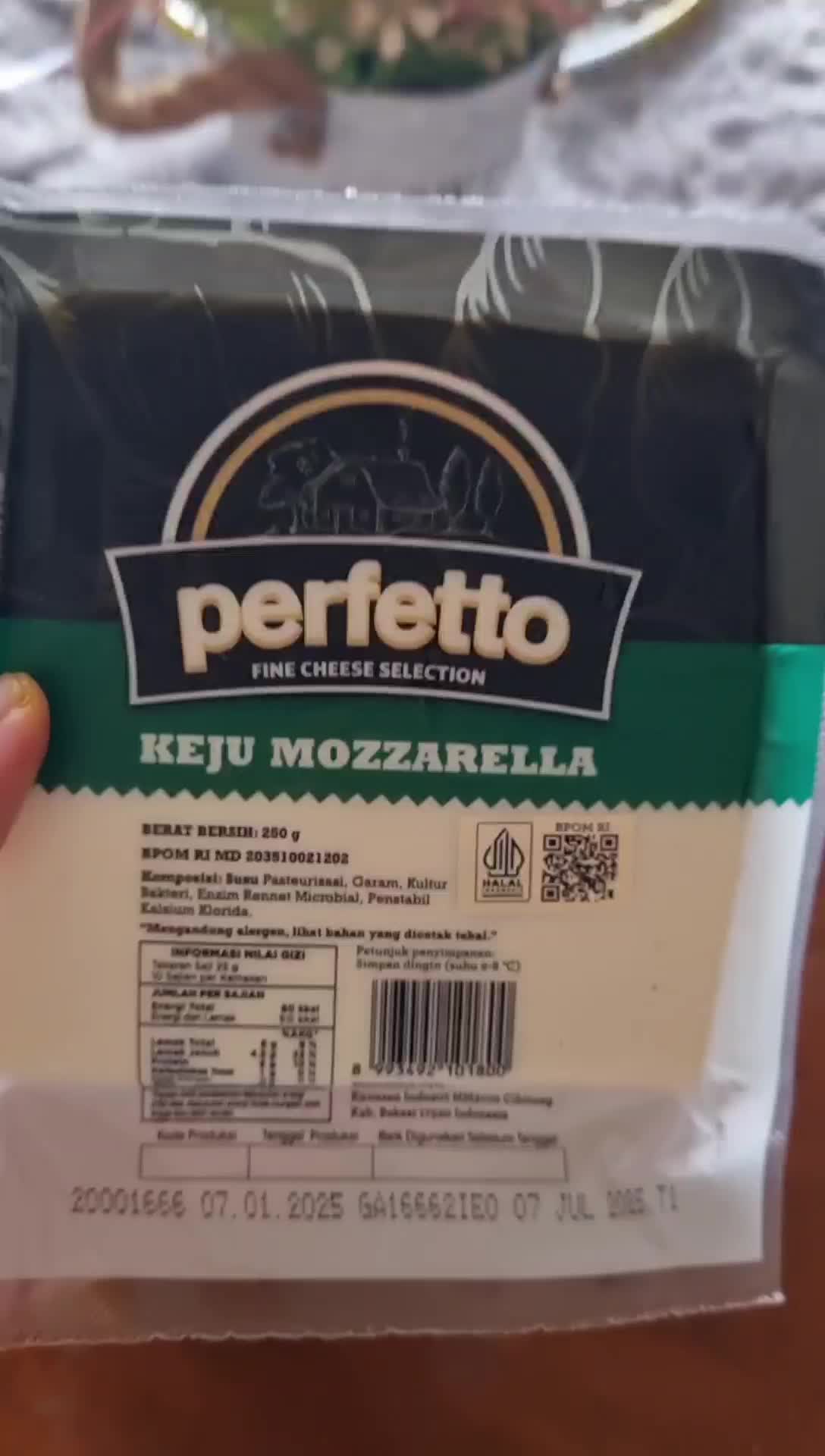 Keju Mozzarella Perfetto 250gr BPOM Halal Asli - Bahan, Cheese Mozarella