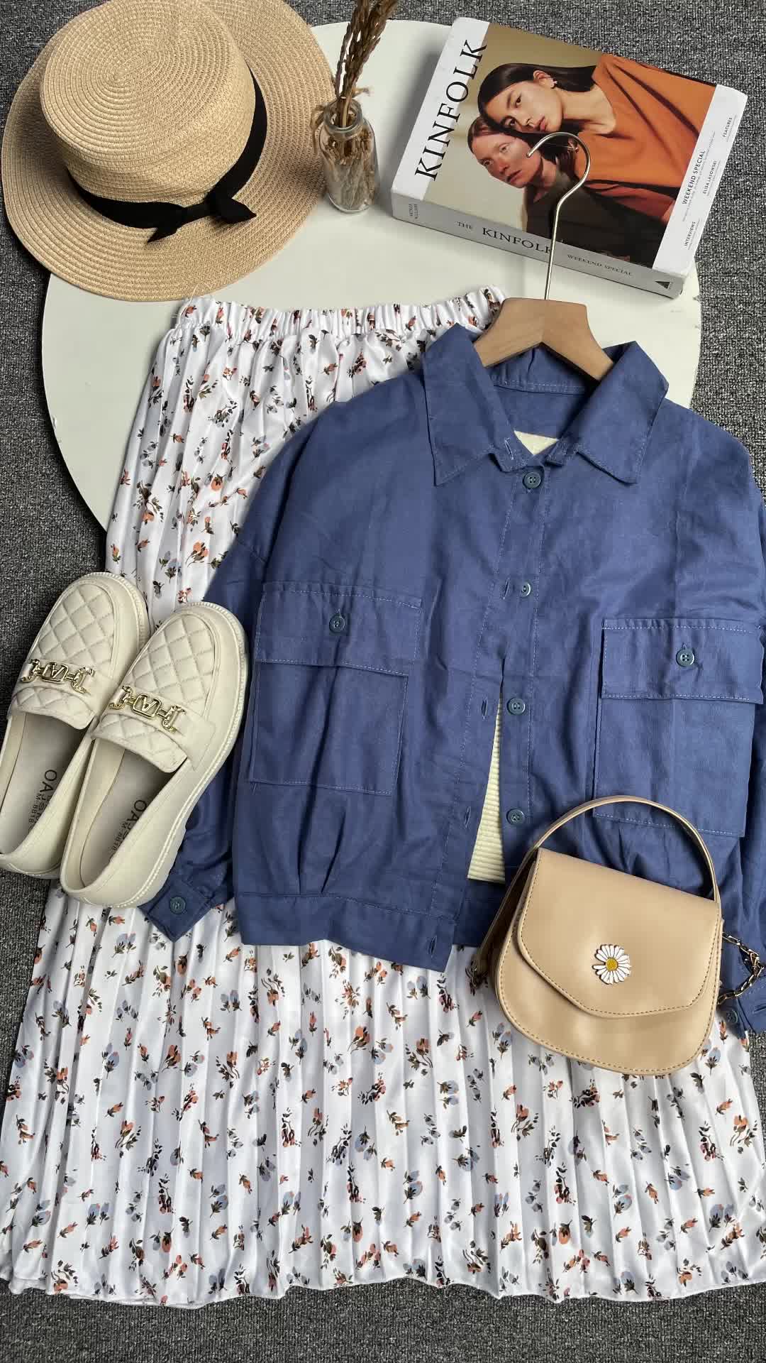 Vienetta.id-ONESET SETELAN WANITA KEKINIAN BAJU ROK PANJANG WANITA REMAJA KEKINIAN ATASAN KEMEJA LINEN MIX ROK PLISKET BUNGA FIT TO XL OUTFIT HEALING OUTFIT NGEDATE STUDYTOUR NONGKI KEKINIAN SIMPLE KOREAN STYLE FASHION KEKINIAN 2025 Regular